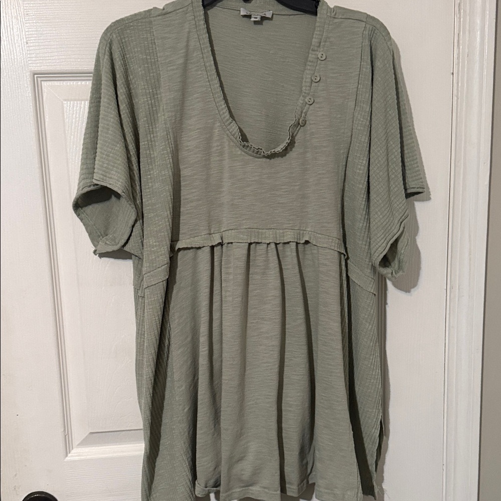 White Birch Light Green Knit Top